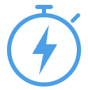 Pictogramme chronomètre et éclair : réponse à votre demande de devis sous 24h